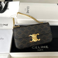 TRIPHOME 20 BLACK PATTERN COWHIDE LEATHER CHAIN STRAP BAG