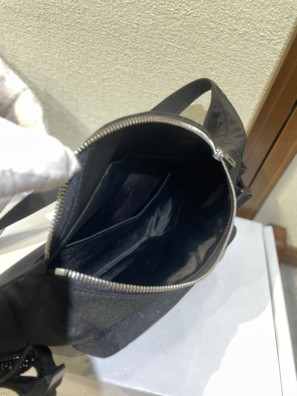 TREKKING BELT BAG 43 IN BLACK NYLON WITH CELINE PRINT