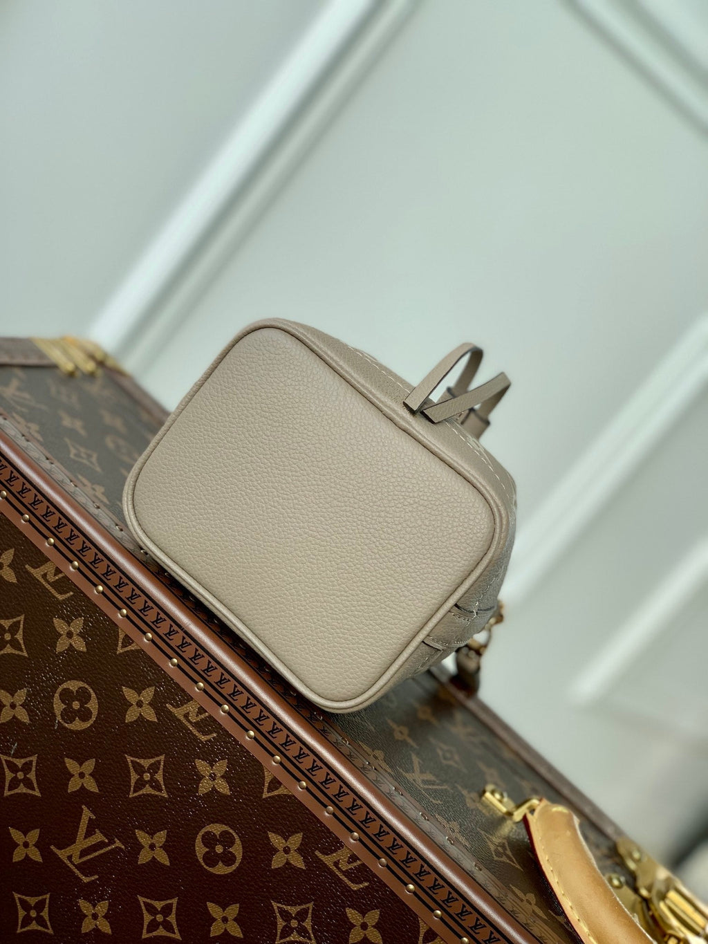 NANO NOÉ 16 IN GREY TOURTERELLE BICOLOR MONOGRAM EMPREINTE CALFSKIN