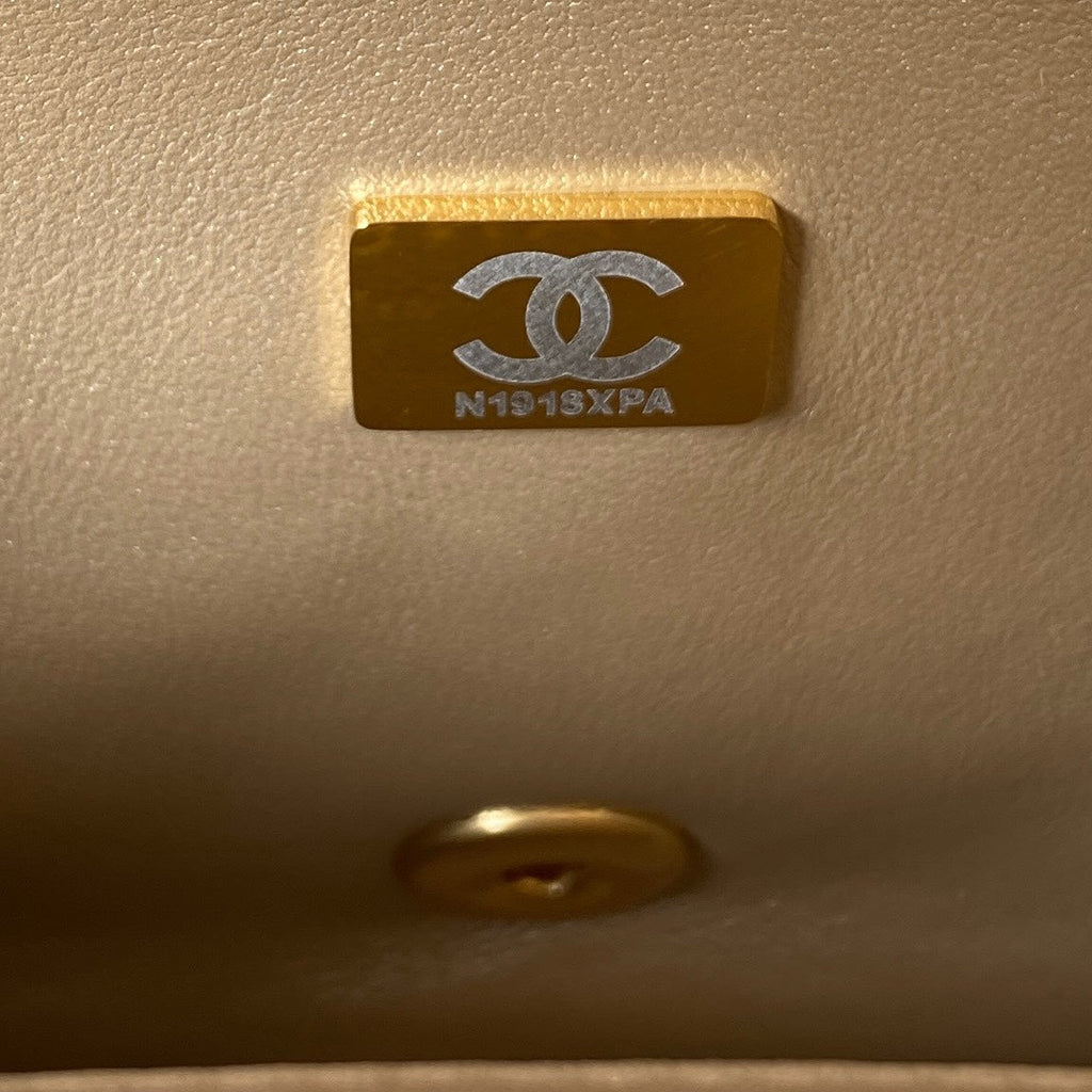 Flap Bag 20cm Gold Lambskin Gold Hardware
