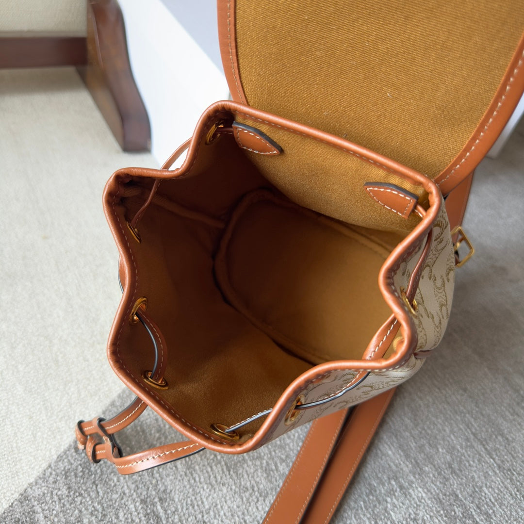 SMALL FOLCO BACKPACK 20 IN WHITE TRIOMPHE CANVAS