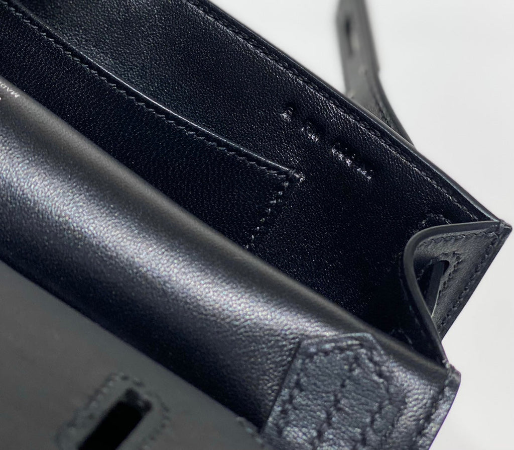 HM JYPSIERE SHOULDER BAG 23 IN NAVY BLUE CALFSKIN SILVER HARDWARE
