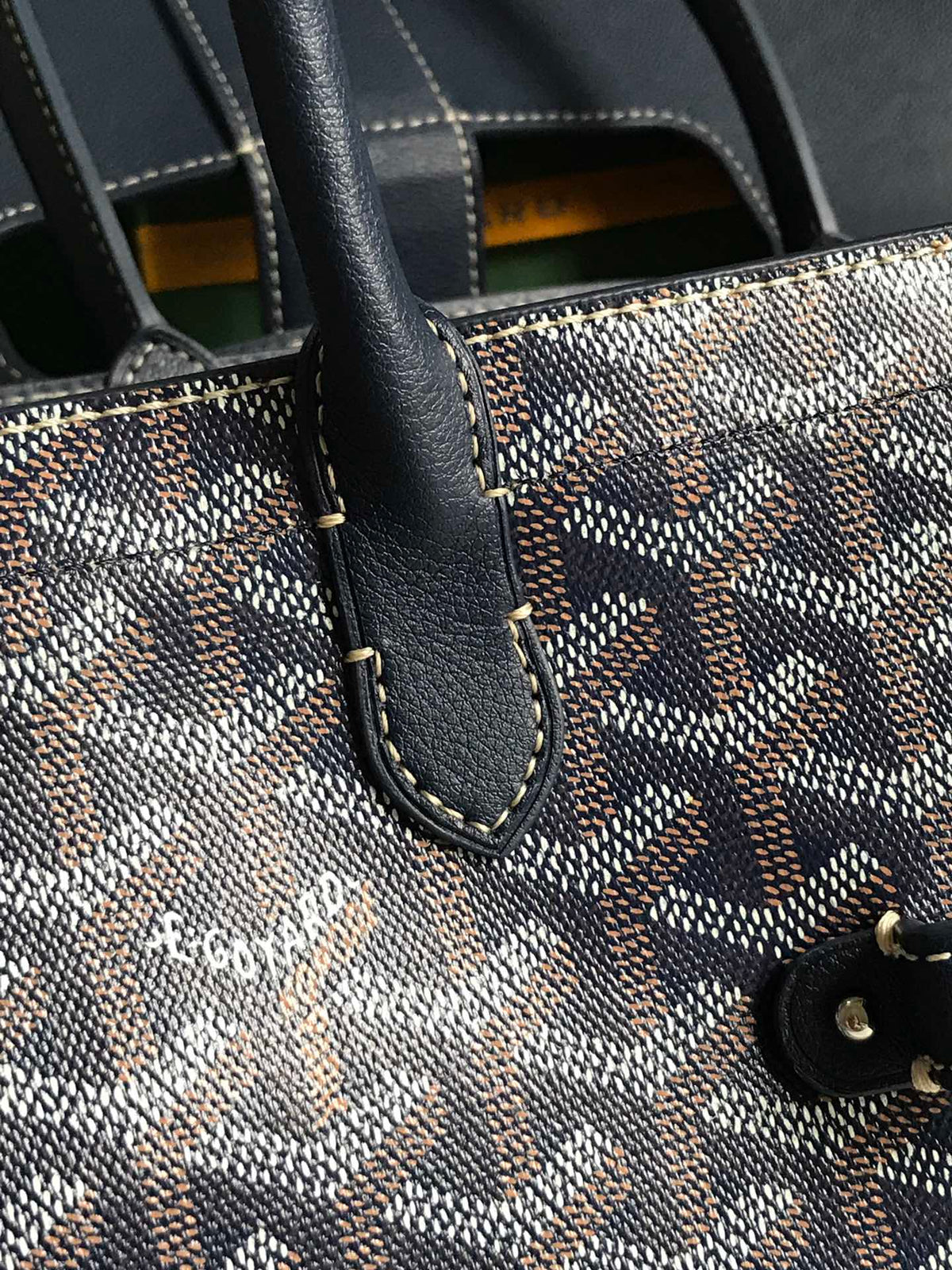 SAIGON SOUPLE BAG 34 IN NAVY BLUE GOYARDINE CANVAS AND CALFSKIN