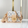 DAUPHINE MINI 20 IN WHITE MONOGRAM JACQUARD FABRIC GOLD HARDWARE