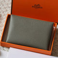 HERM Calvi Duo Card Holder in Gris Meyer Epsom Calfskin