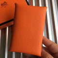 HERM Calvi Card Holder In Orange Epsom Leather