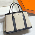 HERM Garden Party 30cm Bag in Toile and Black Leather