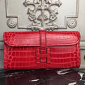 HERM Jige Elan 29 Clutch In Red Crocodile Leather