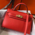 HERM Kelly Mini II Bag In Rouge Casaque Epsom Leather GHW
