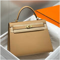 HERM Kelly 25cm Sellier Bag In Chai Epsom Leather GHW