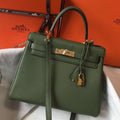 HERM Kelly 28cm Bag In Canopee Clemence Leather GHW