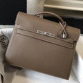 HERM Kelly Depeche 34 Briefcase In Taupe Calfskin