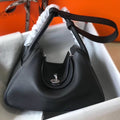 HERM Lindy 26cm Bag In Black Clemence Leather
