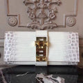 HERM Medor Clutch Bag In White Crocodile Leather