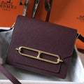 HERM Mini Sac Roulis 18cm Bag In Burgundy Evercolor Calfskin