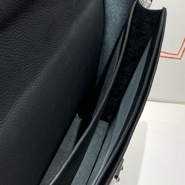 HERM Sac a Depeches 38 Briefcase in Black Clemence Leather