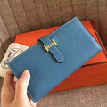 HERM Blue Jean Clemence Bearn Gusset Wallet
