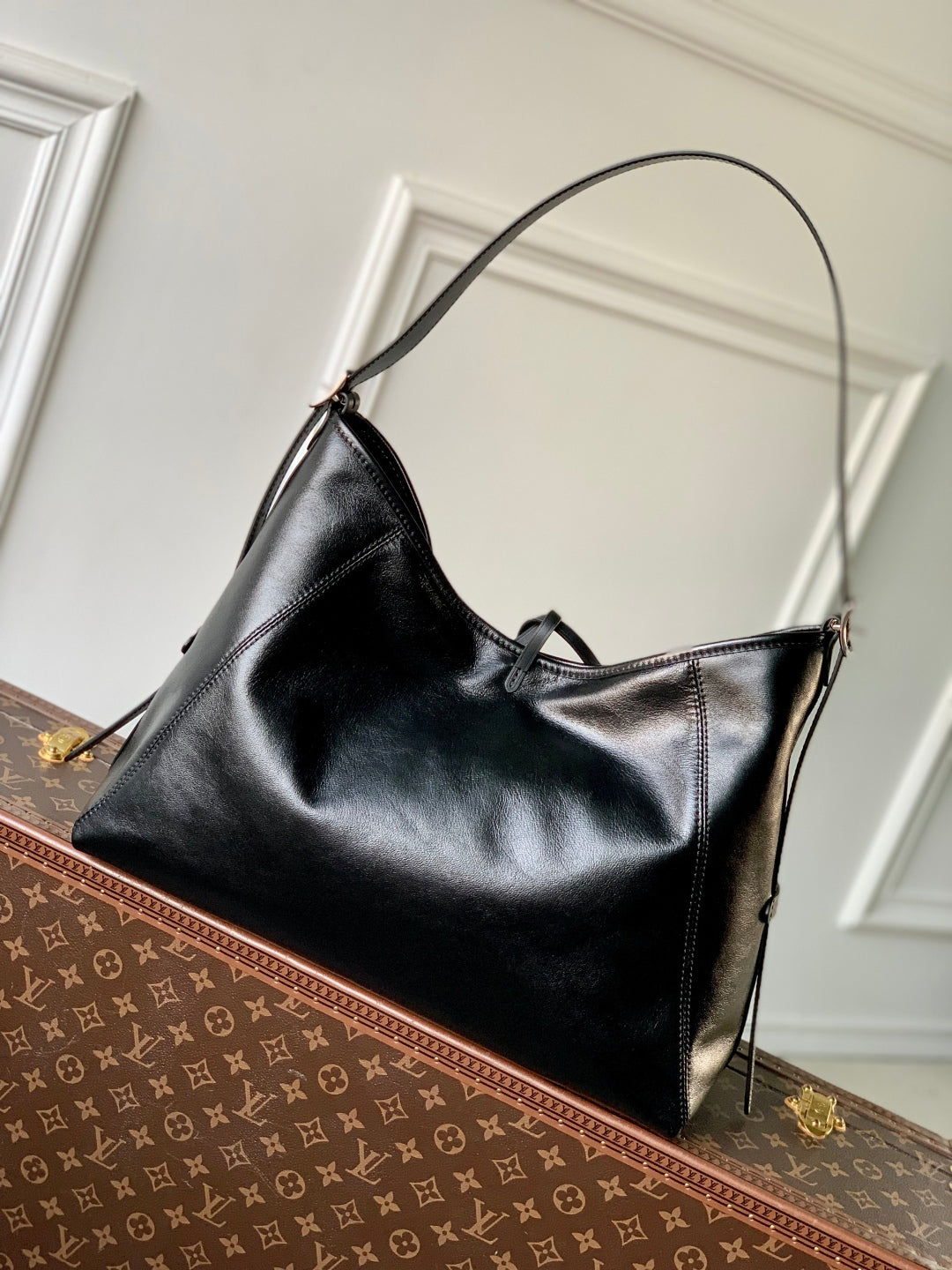 CARRYALL CARGO DARK 39 IN BLACK LAMBSKIN COLORFUL MONOGRAM TAG