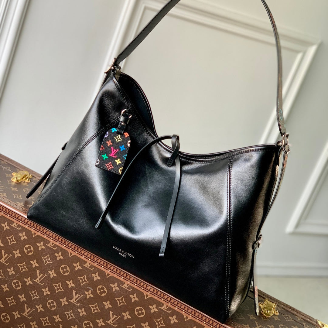 CARRYALL CARGO DARK 39 IN BLACK LAMBSKIN COLORFUL MONOGRAM TAG