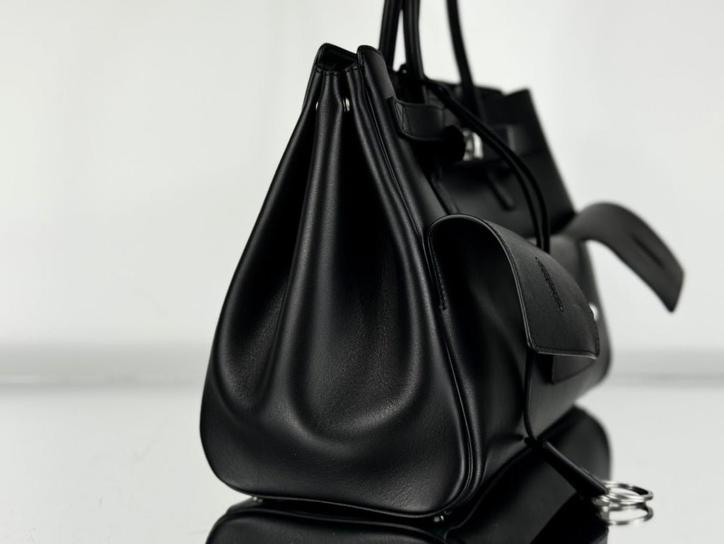 BEL AIR CARRY ALL BAG 29 IN BLACK NAPPA LAMBSKIN SILVER HARDWARE