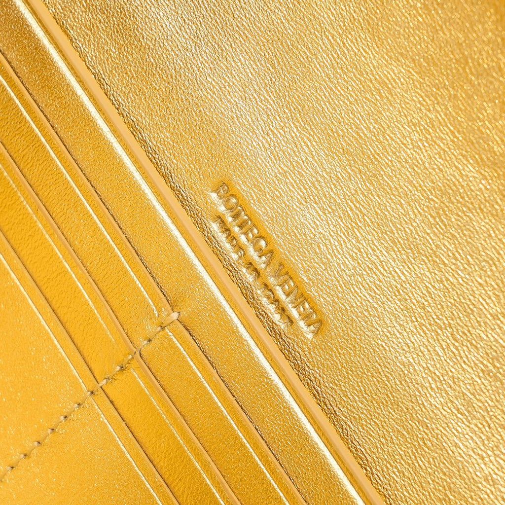 BV Long Clutch Andiamo 31 Gold Metalic Leather Ghw