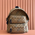 BACKPACK 40 IN BEIGE AND BROWN CANVAS BLUE SNAKE EMBROIDERY