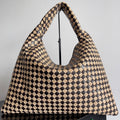 LARGE HOP 54 IN BROWN CALFSKIN AND BEIGE RAFFIA