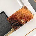 FLAP BAG 20 IN OMBRE ORANGE SEQUINS GOLD HARDWARE